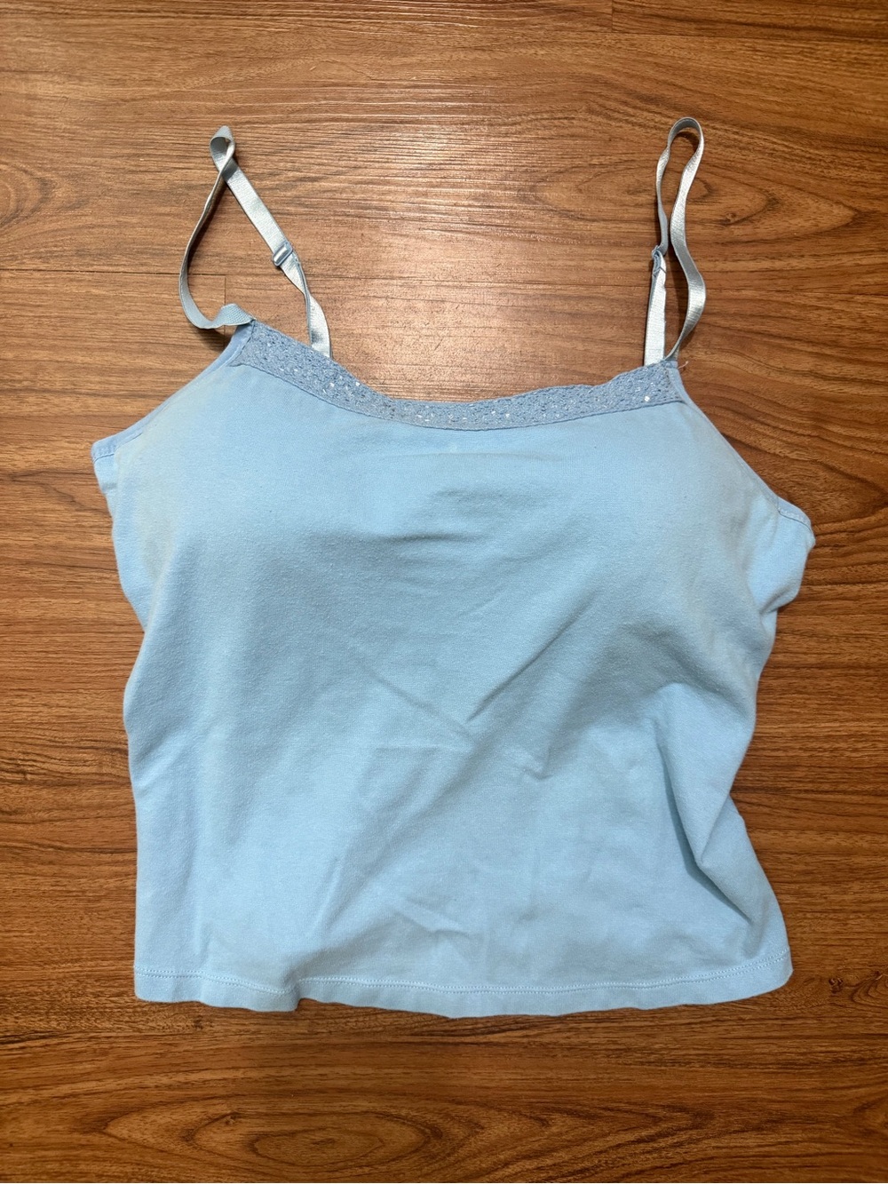 Light Blue Women's Lace-Trim Cami Tank Top